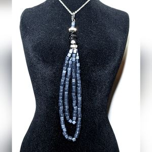 Handcrafted Obsidian and Beaded Necklace Charm